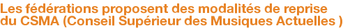 Les fédérations proposent des modalités de reprise du CSMA (Conseil Supérieur des Musiques Actuelles )
