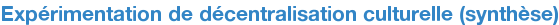 Expérimentation de décentralisation culturelle (synthèse)