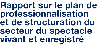 Rapport sur le plan de professionnalisation et de structuration du secteur du spectacle vivant et enregistré